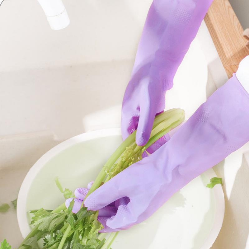 Dish Glove Rubber - 1Pair Latex Household Cleaning Gloves Water-proof
